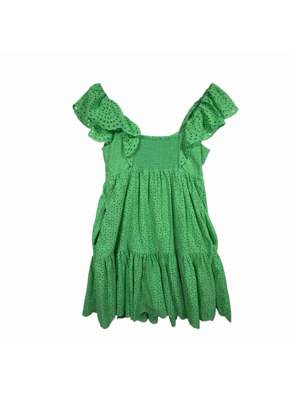 Lilly Pulitzer Eyelet Dress Green Smocked Ruffle Summer Boho Size Women's Size 4 - Picture 3 of 10